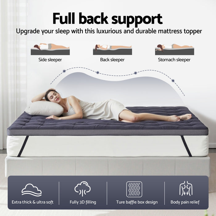 Giselle 5cm Mattress Topper Pillowtop toppers Bamboo Charcoal Queen