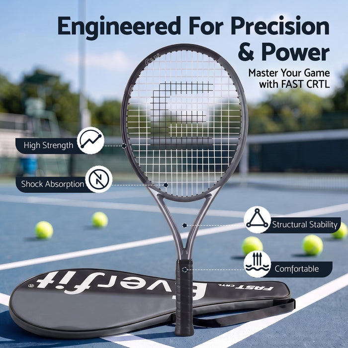 Everfit Tennis Racket Set 2 Pack 27 Inch Lightweight Cushioned Grip for Adults Black