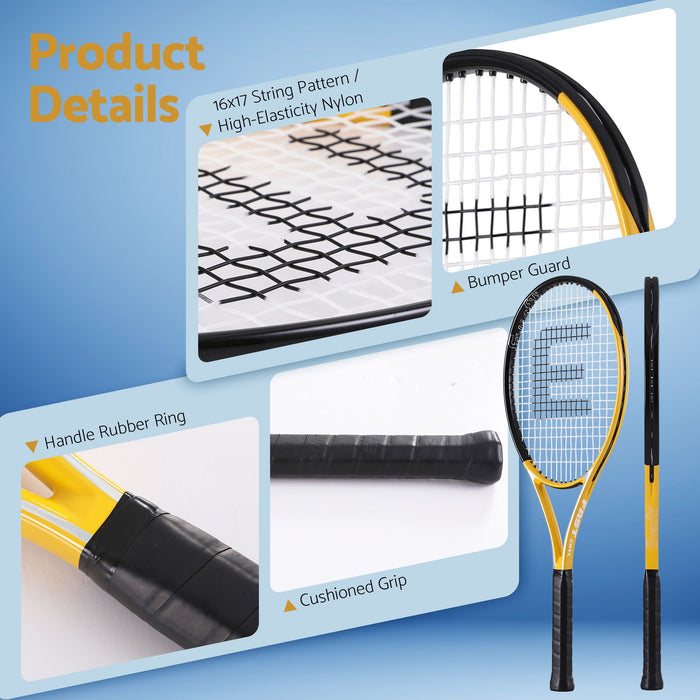 Everfit 27 Inch Tennis Racket Set of 2 Pack 27 Inch Lightweight Cushioned Grip Gold
