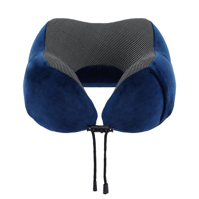 Wanderlite Travel Pillow for Airplanes Memory Foam Neck Pillows for Traveling, Soft & Washable Cover with Storage Bag, Portable Plane Accessories for Airplanes Offices Cars, Blue