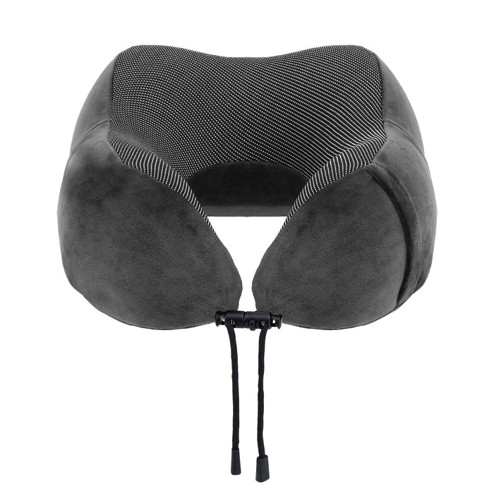 Wanderlite Travel Pillow for Airplanes Memory Foam Neck Pillows for Traveling, Soft & Washable Cover with Storage Bag, Portable Plane Accessories for Airplanes Offices Cars, Grey