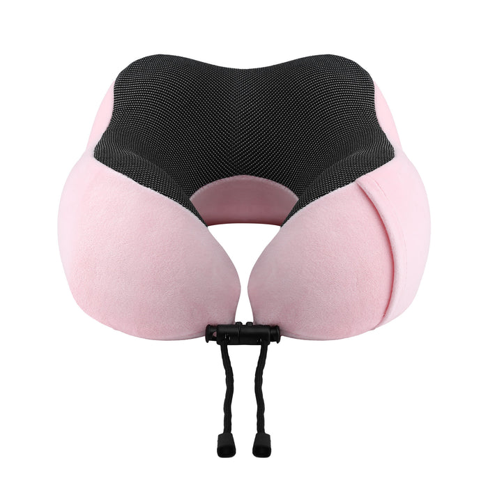 Wanderlite Travel Pillow for Airplanes Memory Foam Neck Pillows for Traveling, Soft & Washable Cover with Storage Bag, Portable Plane Accessories for Airplanes Offices Cars, Pink