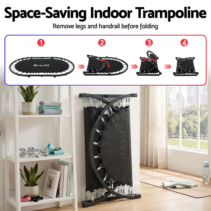 Everfit 56-Inch Foldable Fitness Trampoline Indoor Rebounder Adjustable Handrail