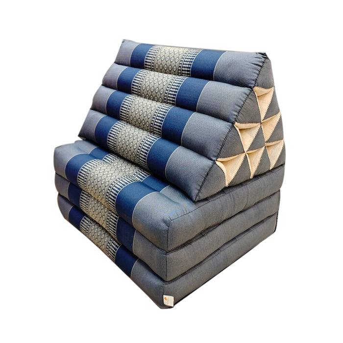 NEW GreyBlue Thai Large Triangle Pillow 3 Fold Outdoor Mattress Cushion Day Bed 3FOLDS