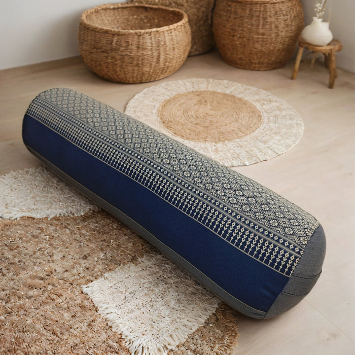 NEW GreyBlue Yoga Bolsters Block Meditation Round Cushion Props Natural Kapok Filled