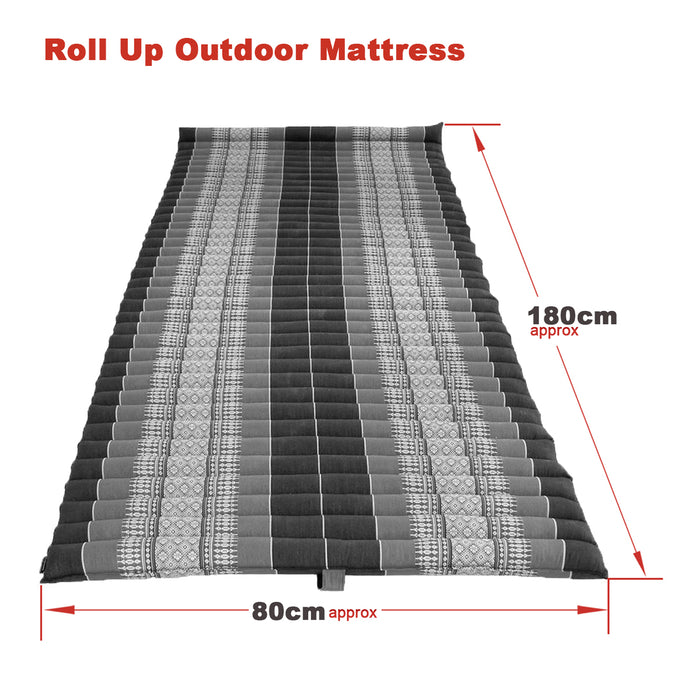 Jumbo Size 100% Kapok Thai Roll Up Mat Mattress Cushion Day Bed GreyBlue