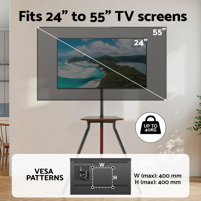 Artiss TV Stand Wooden Tray 24-55" Swivel Height Adjustable