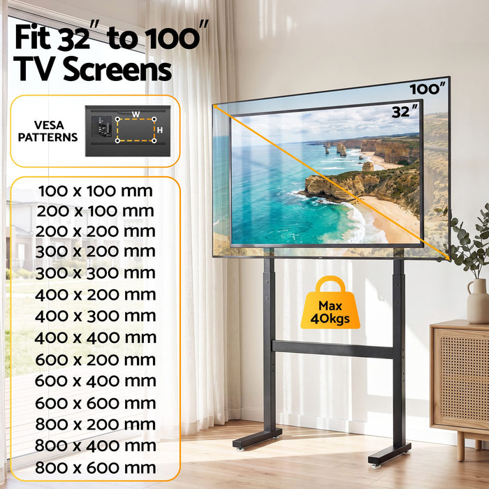 Artiss Universal Floor TV Stand for 32-100 Inch Screens Heavy Duty 40kg Capacity