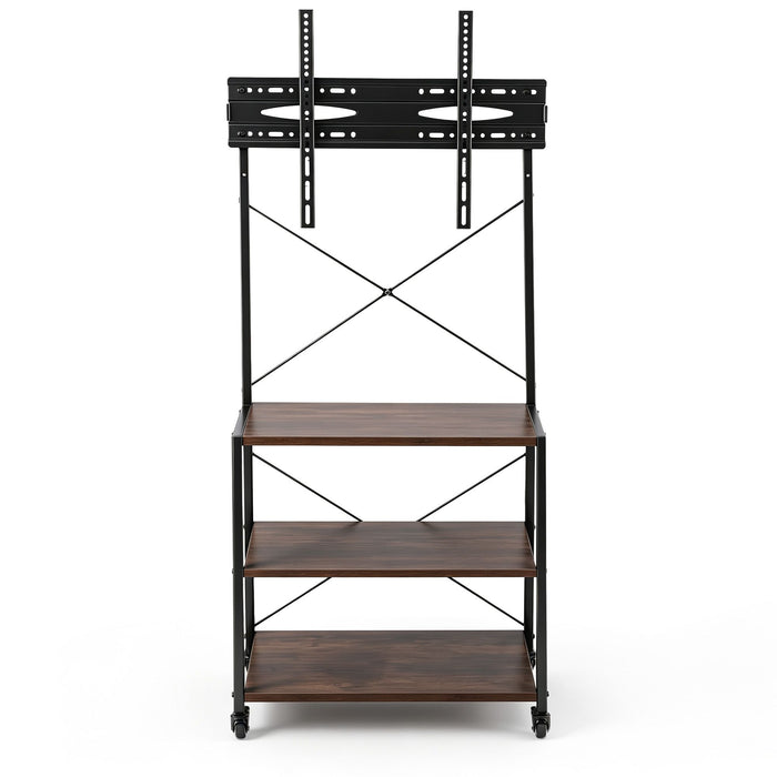 Artiss Mobile TV Stand 32-65 Inch TVs Mount 50kg with 3 MDF Shelves Lockable Wheels Adjustable Feet
