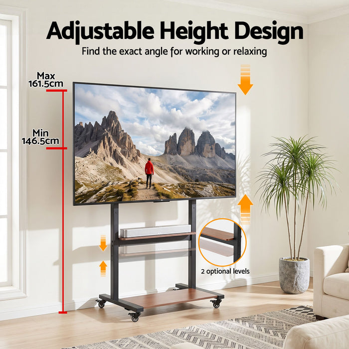 Artiss Mobile TV Stand for 40-100 Inch TVs Cart with Wheels Adjustable Shelves