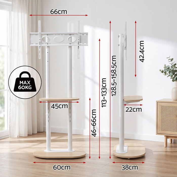 Artiss Mobile TV Floor Stand 40-75" Bracket Universal Adjustable Shelves Wheels