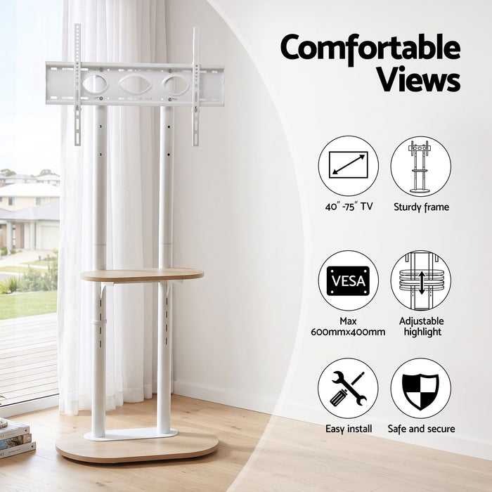 Artiss Mobile TV Floor Stand 40-75" Bracket Universal Adjustable Shelves Wheels