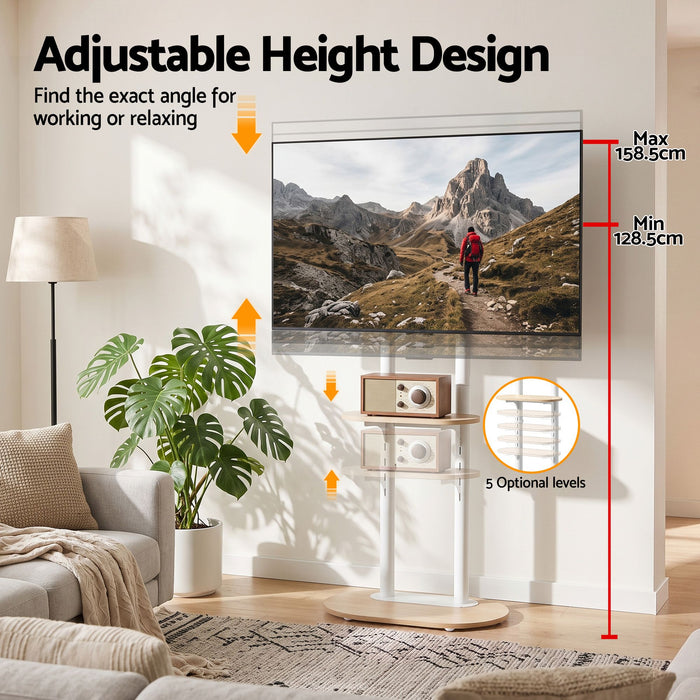 Artiss Mobile TV Floor Stand 40-75" Bracket Universal Adjustable Shelves Wheels