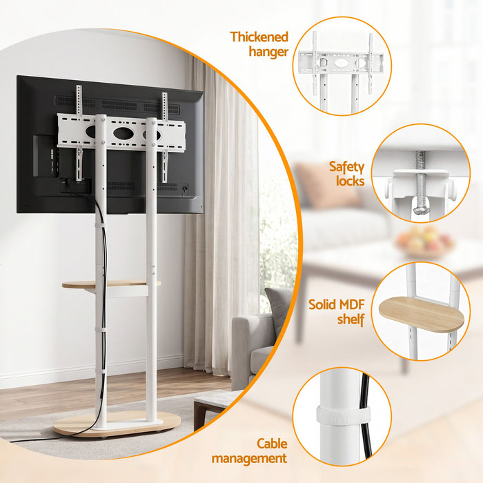 Artiss Mobile TV Floor Stand 40-75" Bracket Universal Adjustable Shelves Wheels
