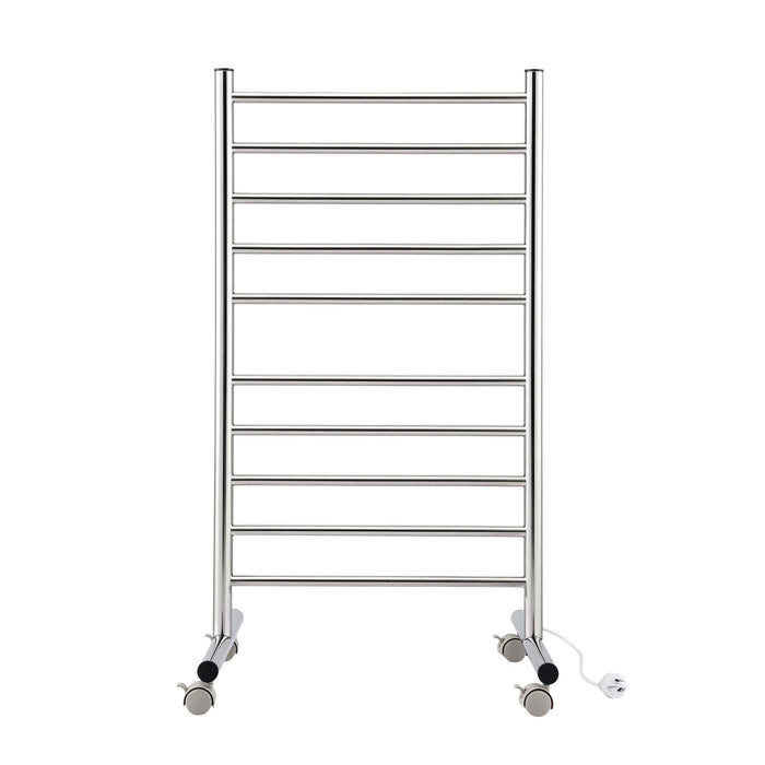 Devanti 10-Bar Freestanding Heated Towel Rail 3-5 Mins Fast Heating Electric Towel Warmer for Bathroom Winter Drying Stainless Steel Plug In 100W