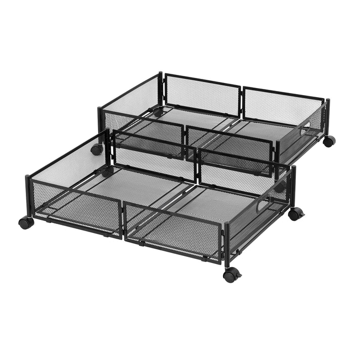 Artiss 2X Under Bed Storage Containers Metal Boxes Quilt Organiser with Wheels
