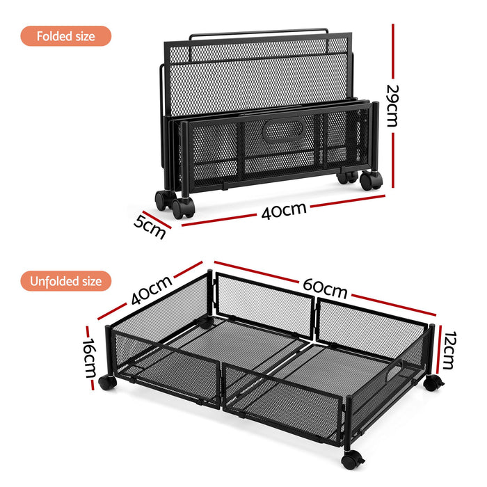 Artiss 2X Under Bed Storage Containers Metal Boxes Quilt Organiser with Wheels