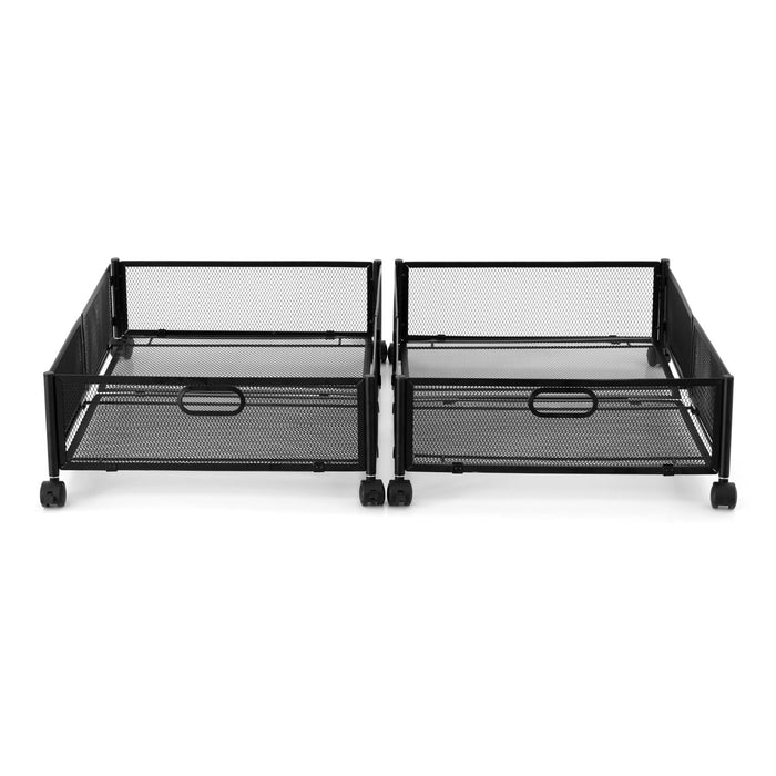 Artiss 2X Under Bed Storage Containers Metal Boxes Quilt Organiser with Wheels