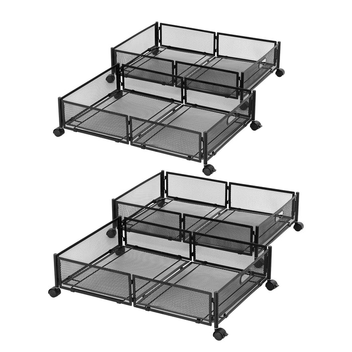 Artiss 4X Under Bed Storage Containers Metal Boxes Quilt Organiser with Wheels