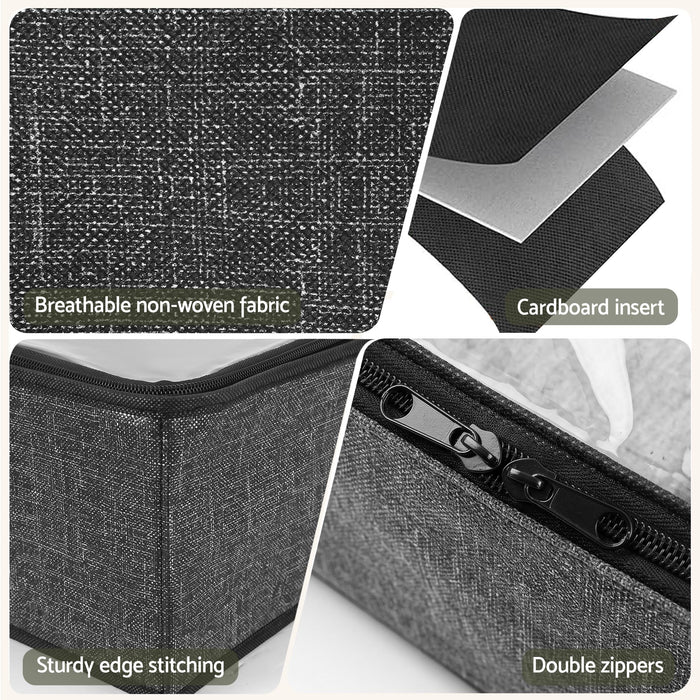 Artiss Under Bed Shoe Storage Containers X4 Box Organiser 12 Pairs Fabric Grey