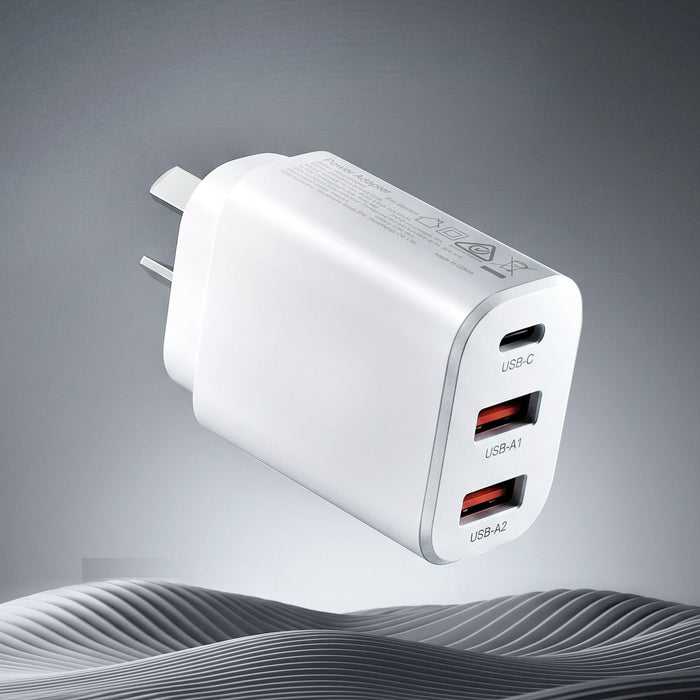 Devanti USB C Charger 30W Fast Charger 3 Port PD Charging Block White