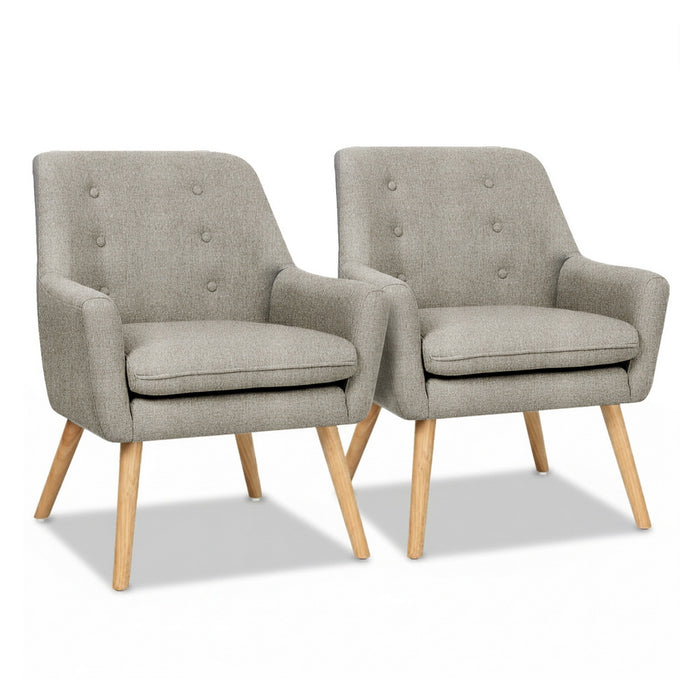 Artiss 2X Armchair Lounge Chair Accent Tub Chair Beige ANNE