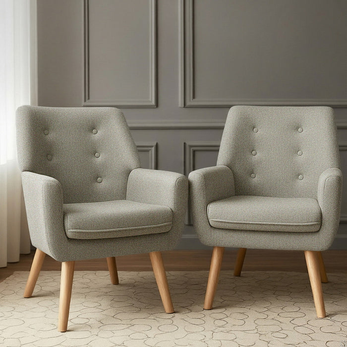 Artiss 2X Armchair Lounge Chair Accent Tub Chair Beige ANNE