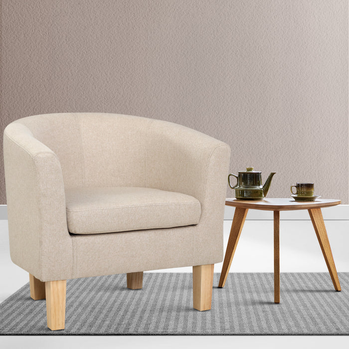 Artiss Armchair Tub Chair Beige Abby