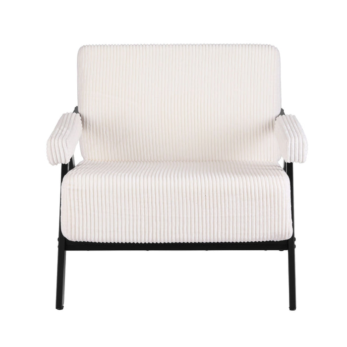 Artiss Compressed Armchair White Corduroy Accent Chair for Small Space