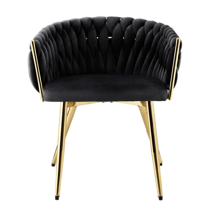Artiss 1x Dining Chair Armchair Cafe Kitchen Lounge Chairs Velvet Weaving Black