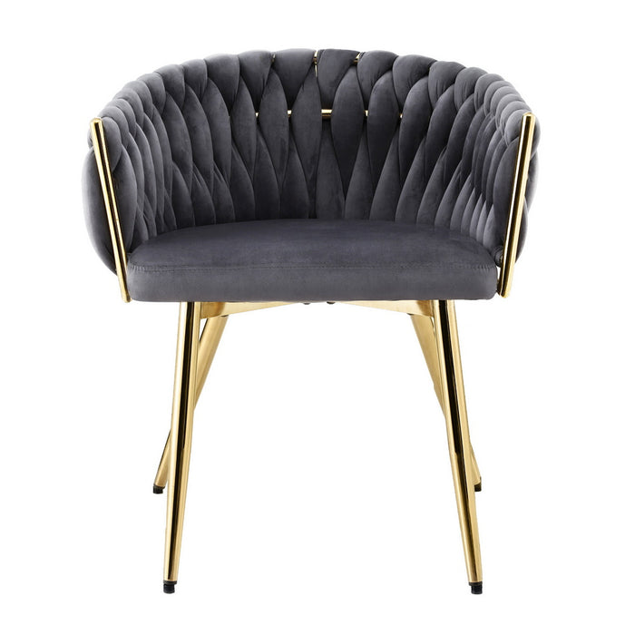 Artiss 1x Dining Chair Armchair Cafe Kitchen Lounge Chairs Velvet Weaving Grey