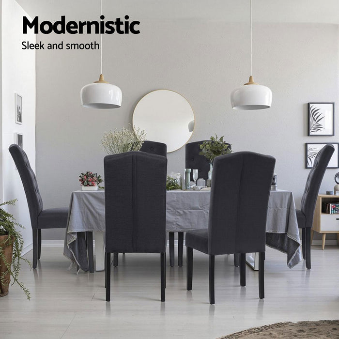 Artiss Dining Chairs Set of 4 Linen Parsons Chair Dark Grey
