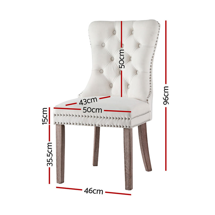1 Set of 4 Artiss Dining Chairs Beige Velvet
