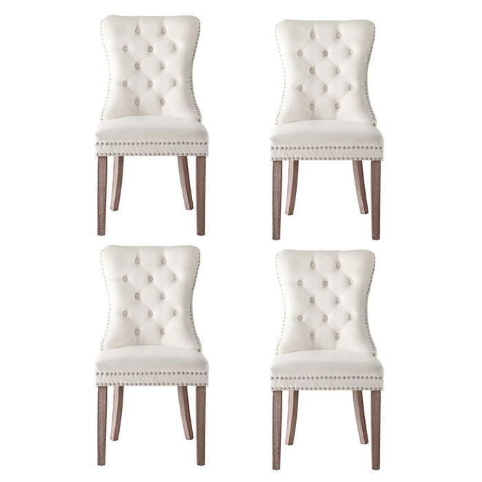 1 Set of 4 Artiss Dining Chairs Beige Velvet