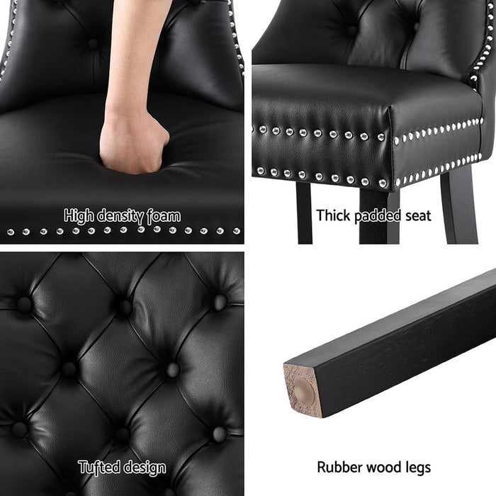 1 Set of 4 Artiss Dining Chairs Black Leather