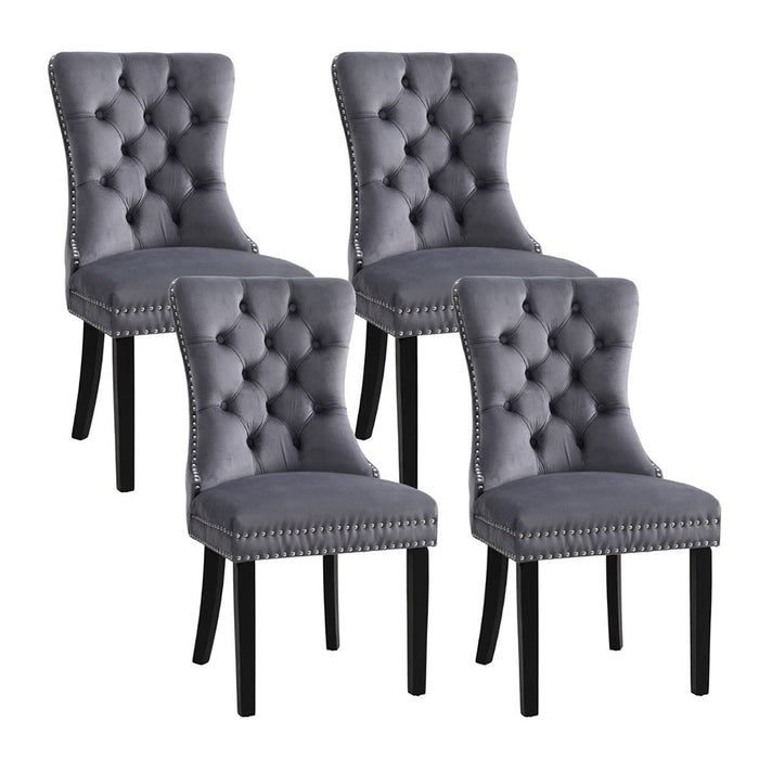 1 Set of 4 Artiss Dining Chairs Grey Velvet