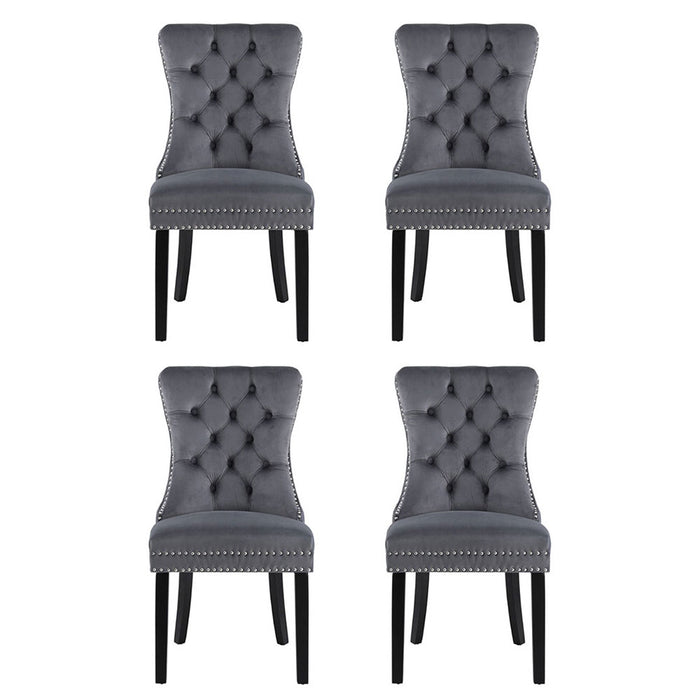1 Set of 4 Artiss Dining Chairs Grey Velvet