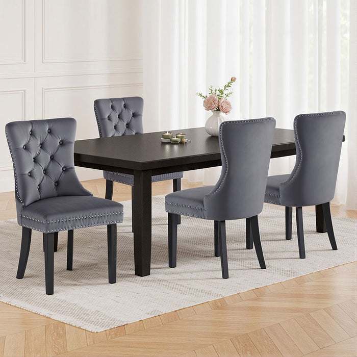 1 Set of 4 Artiss Dining Chairs Grey Velvet