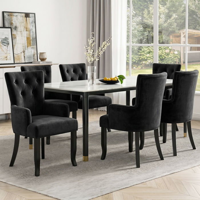 6x Artiss Dining Chairs Velvet French Provincial Armchair Black