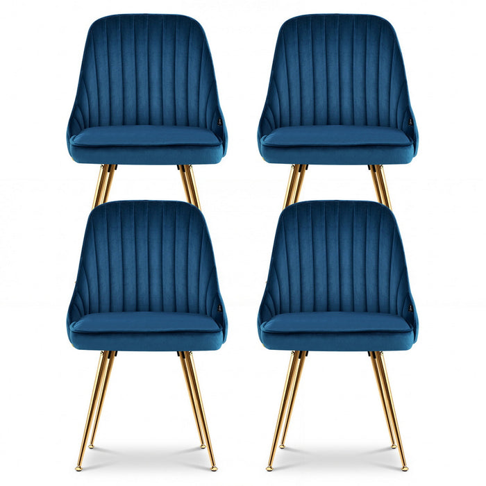 Artiss Dining Chairs Set of 4 Velvet Channel Tufted Blue