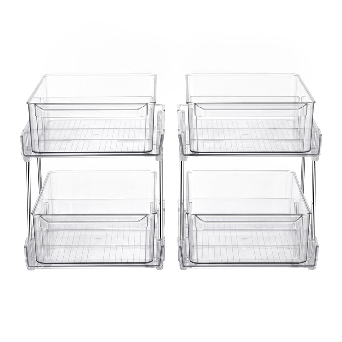 Artiss 2 Pack Clear Pull Out Cabinet Organiser 2 Tier Storage Drawers
