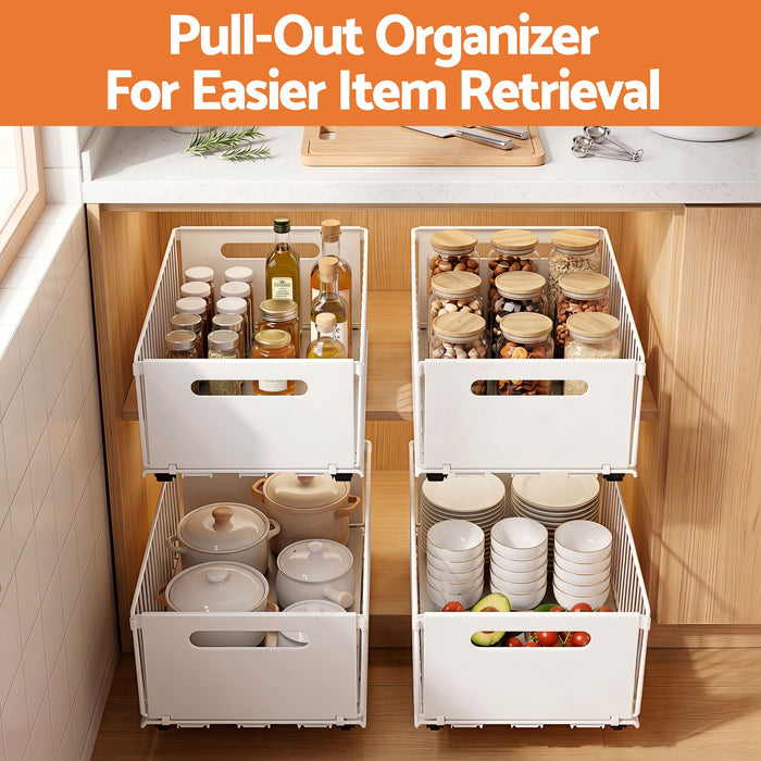 Artiss 4 Pack Pull out Drawers for Cabinets Foldable Slide Out Drawers