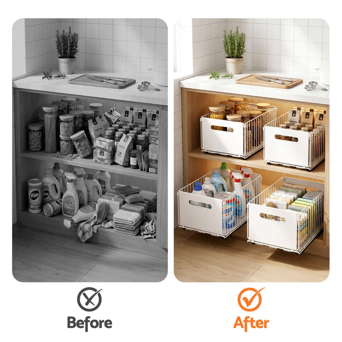 Artiss 4 Pack Pull out Drawers for Cabinets Foldable Slide Out Drawers