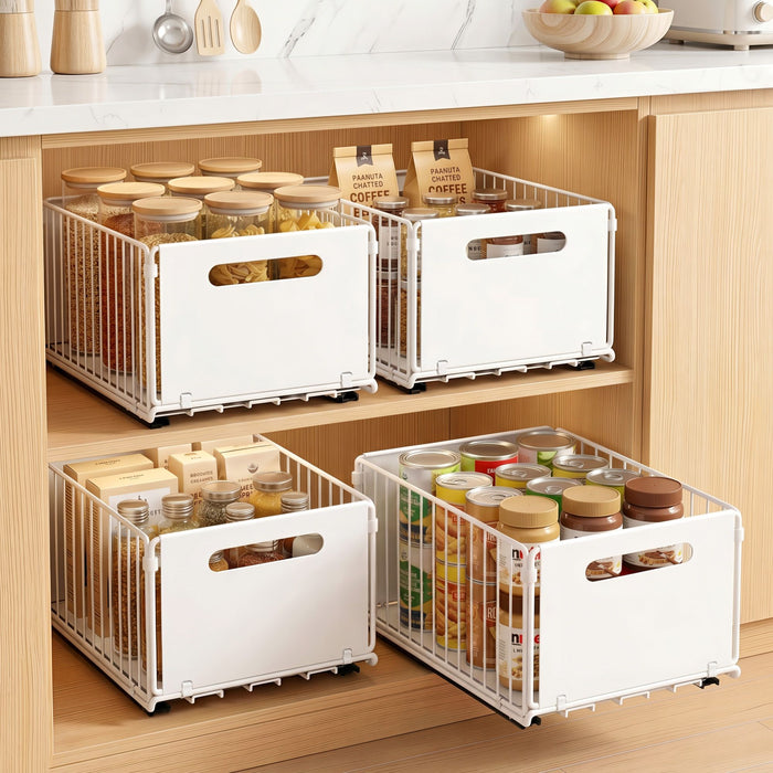 Artiss 4 Pack Pull out Drawers for Cabinets Foldable Slide Out Drawers