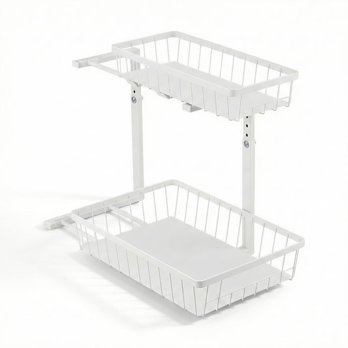 Artiss Under Sink Organizer Storage with 2 Slide Out Drawers 5 Adjustable Height Bathroom Kitchen Cabinet
