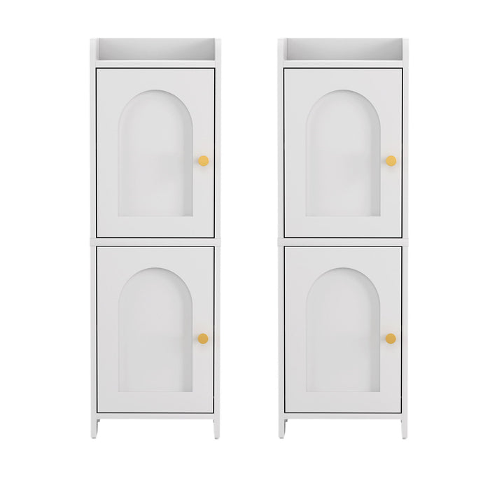 Artiss 2x Bathroom Storage Cabinet 2-Tier Slim Toilet Organizer Adjustable White