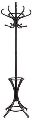 Brown Coat Rack With Stand Wooden Hat and 12 Hooks Hanger Walnut Tree