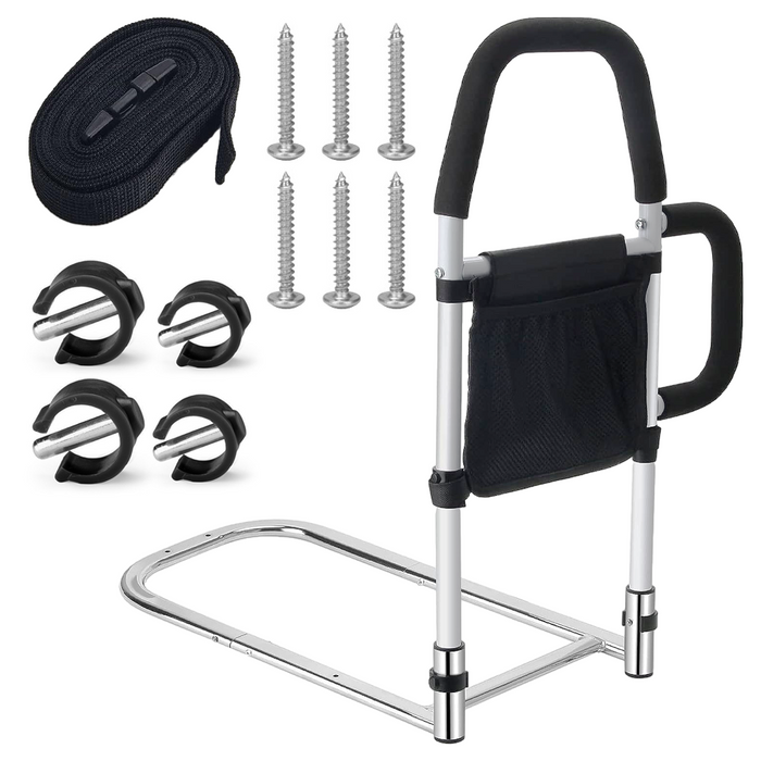 Bed Rail Safety Assist Rail for Elderly Adults with Storage Pocket &Fixing Strap