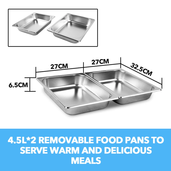 9L Chafing Dish Set Buffet Pan Bain Marie Bow Stainless Steel Food Warmer