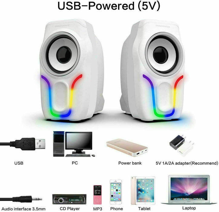 Wired Mini Gaming Speakers with 3.5mm, Portable Computer Mini Speakers for Music
